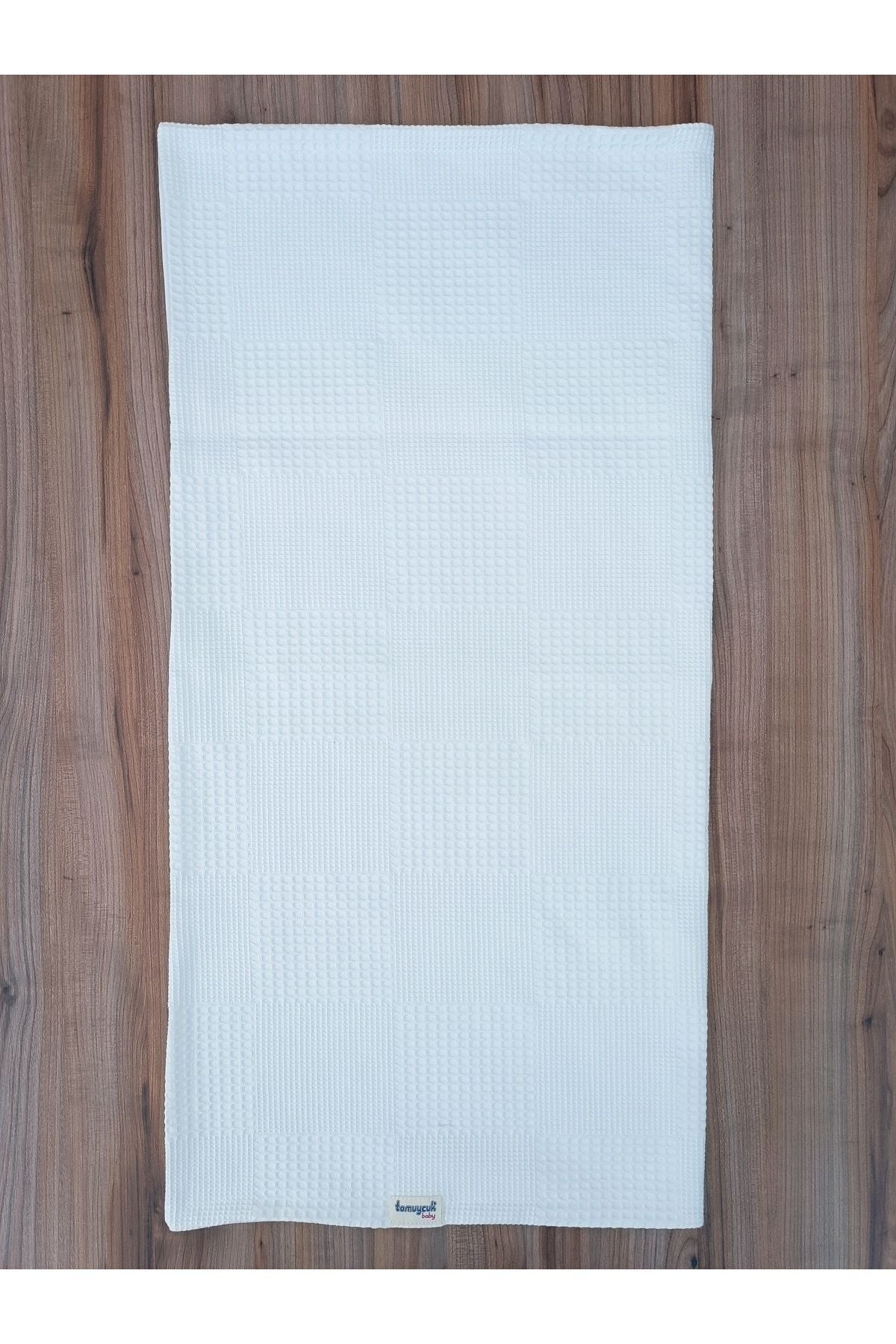 Ekru Kız Erkek Bebek Battaniyesi Pike %100 Pamuklu Doğal Organik Uyku Çift Taraflı Örtü 86x86cm