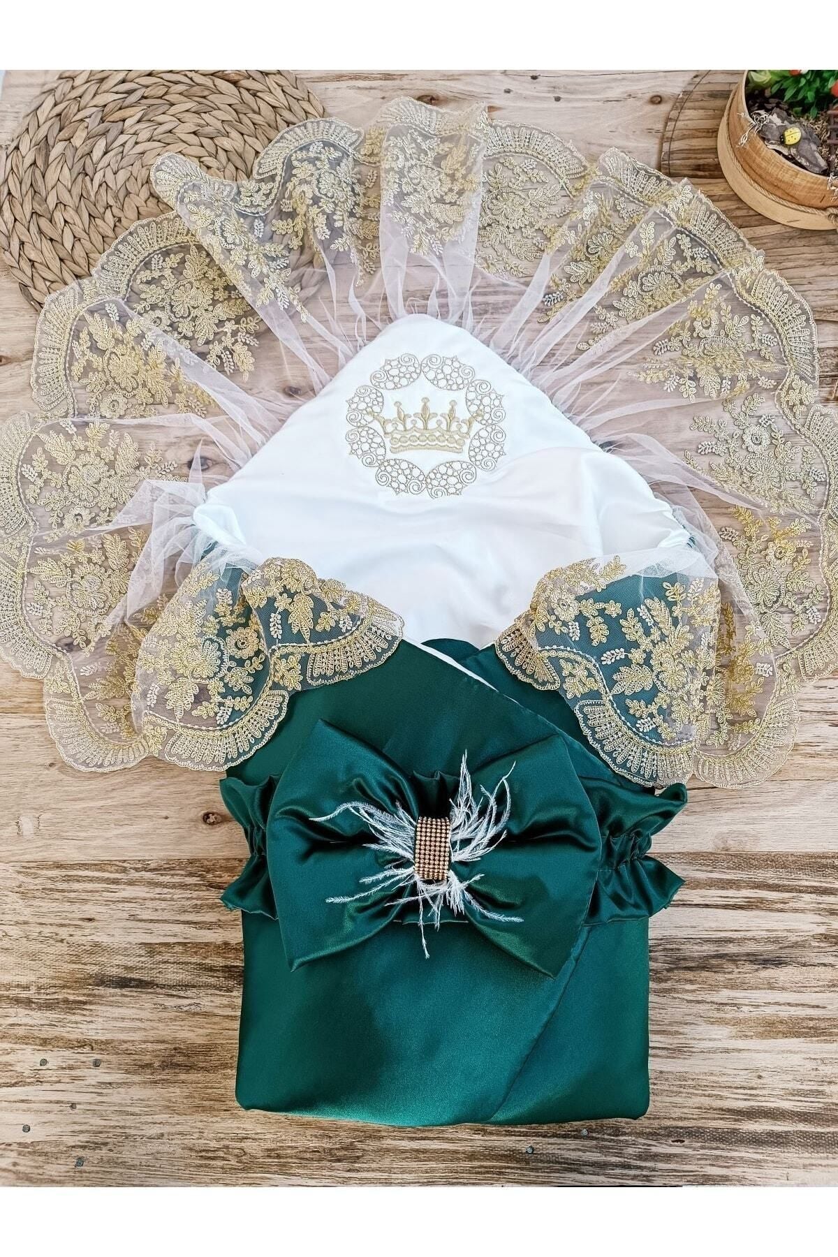 Zümrüt Gold Lüks Bebek Kundağı Unisex Bebek Dış Kundak Battaniyesi Hastane Çıkışı Mevlütlük