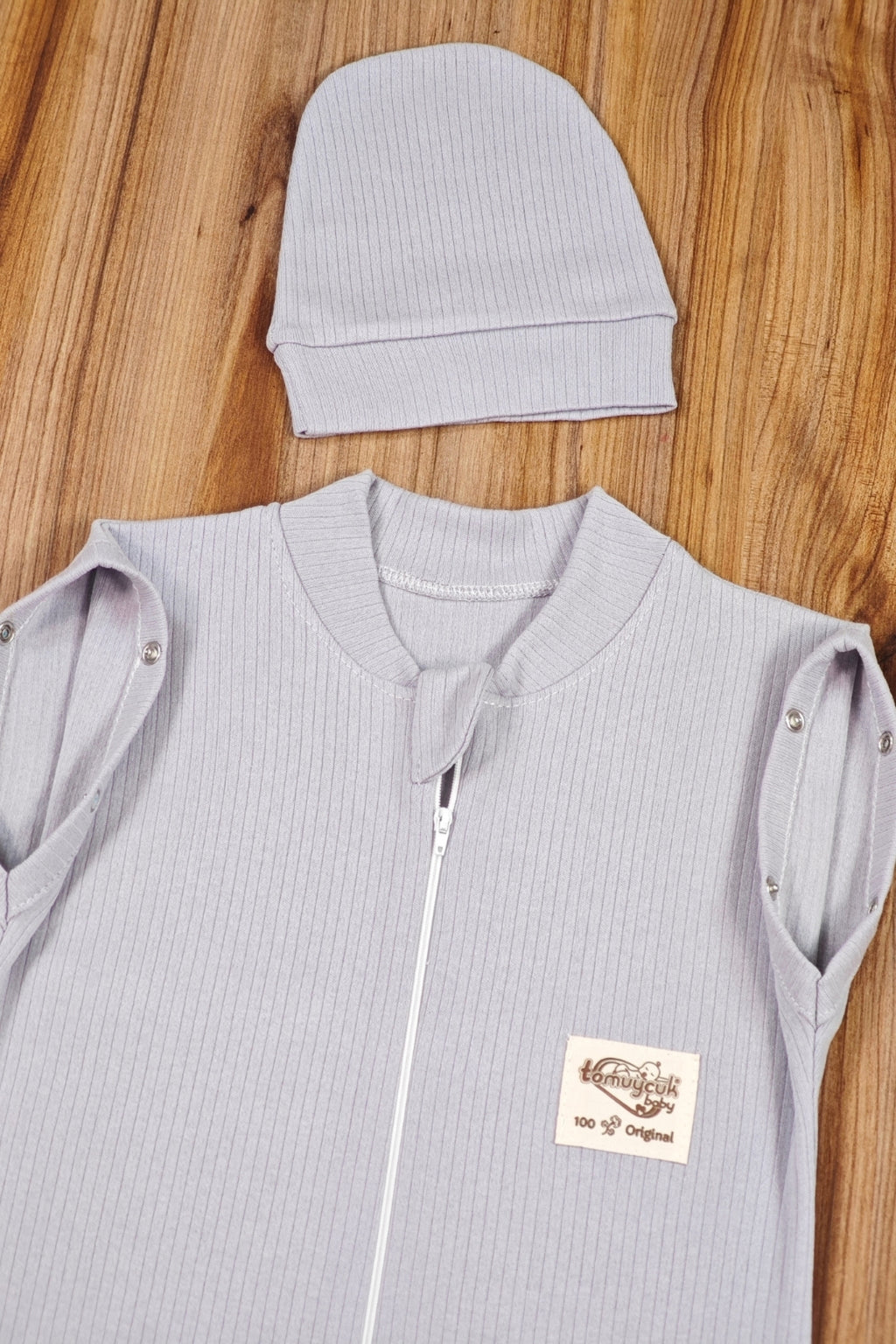 %100 Pamuklu Unisex Bebek Uyku Tulumu 0-6 Ay | Fermuarlı Şapkalı