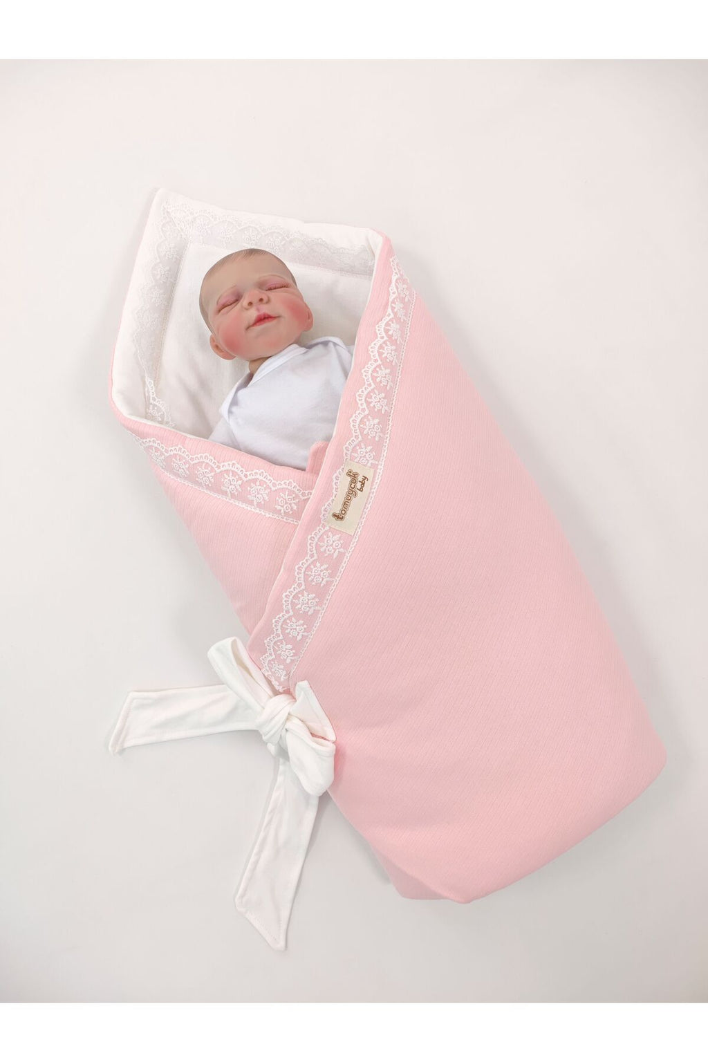 Dantelli Bebek Kundak Battaniye %100 Pamuklu 85x85 cm – Yumuşak & Rahat / Hediyelik