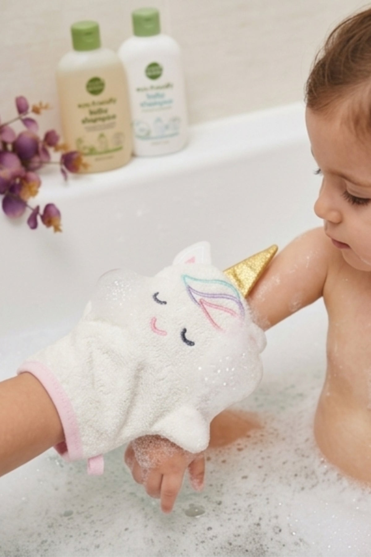 Panda El Kuklası Bebek Banyo Eldiveni – %100 Pamuklu