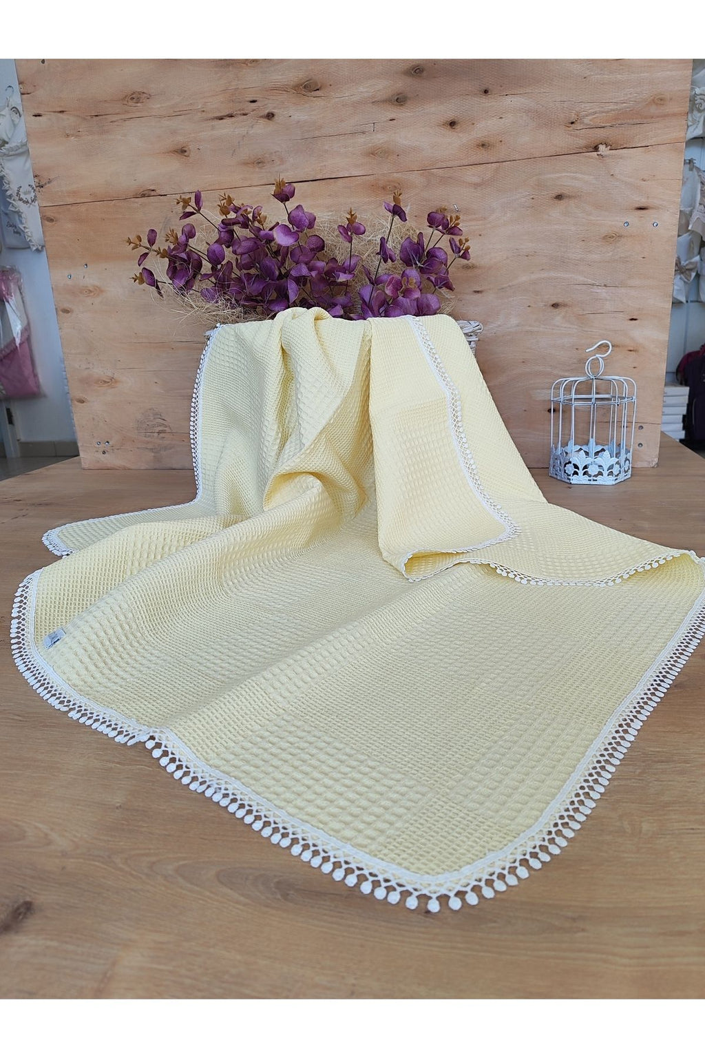 Sarı Pike Bebek Battaniyesi Doğal Organik Yaşam Örtüsü Çok Amaçlı Mevsimlik Yenidoğan 80x90 Cm