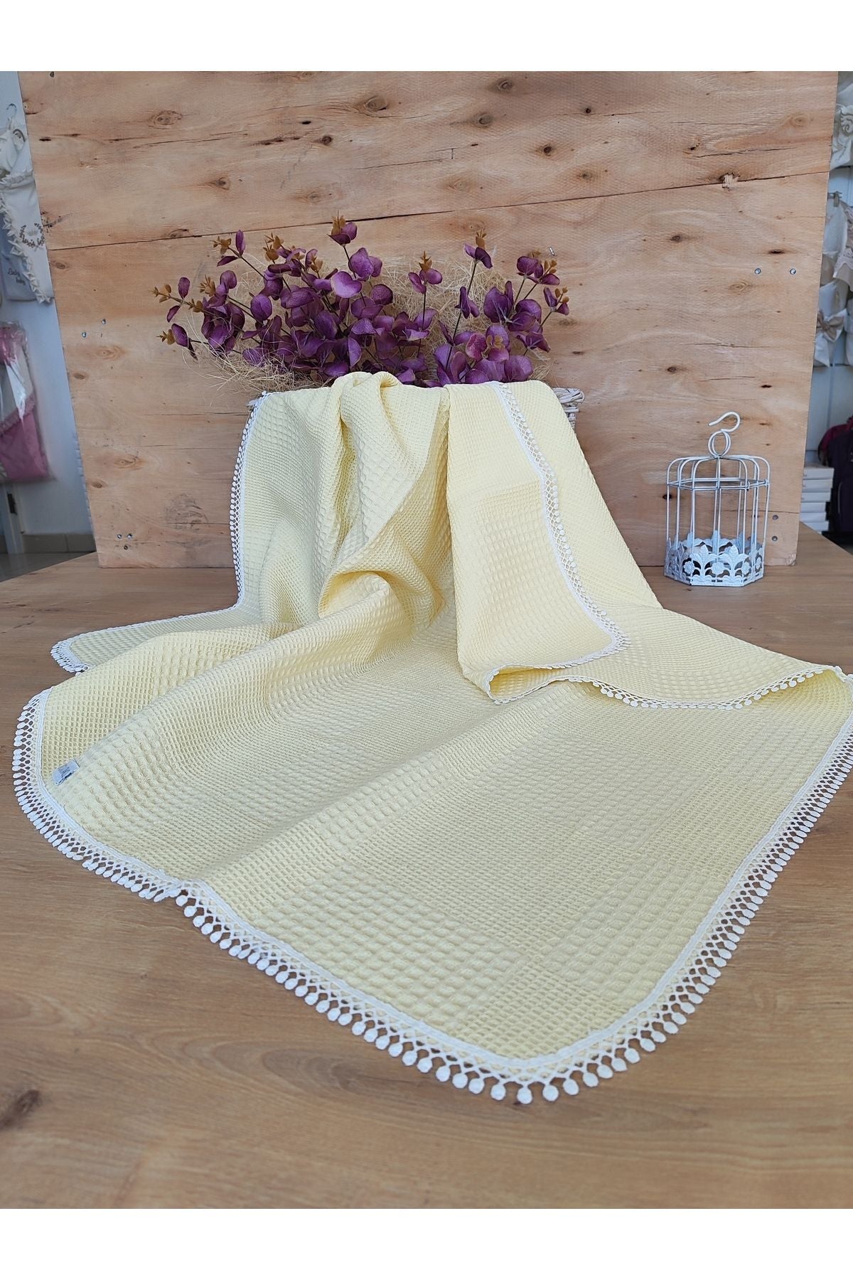 Sarı Pike Bebek Battaniyesi Doğal Organik Yaşam Örtüsü Çok Amaçlı Mevsimlik Yenidoğan 80x90 Cm