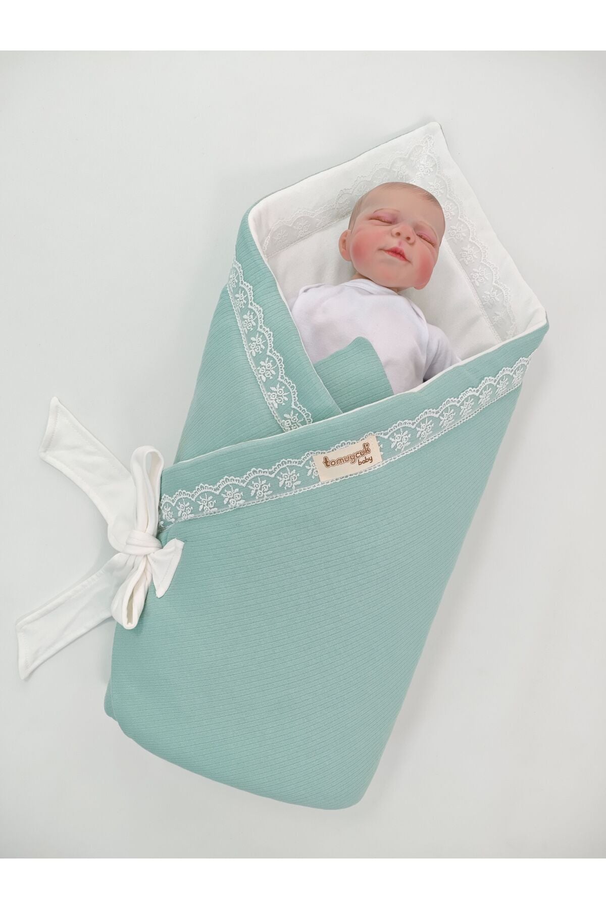 Dantelli Bebek Kundak Battaniye %100 Pamuklu 85x85 cm – Yumuşak & Rahat / Hediyelik