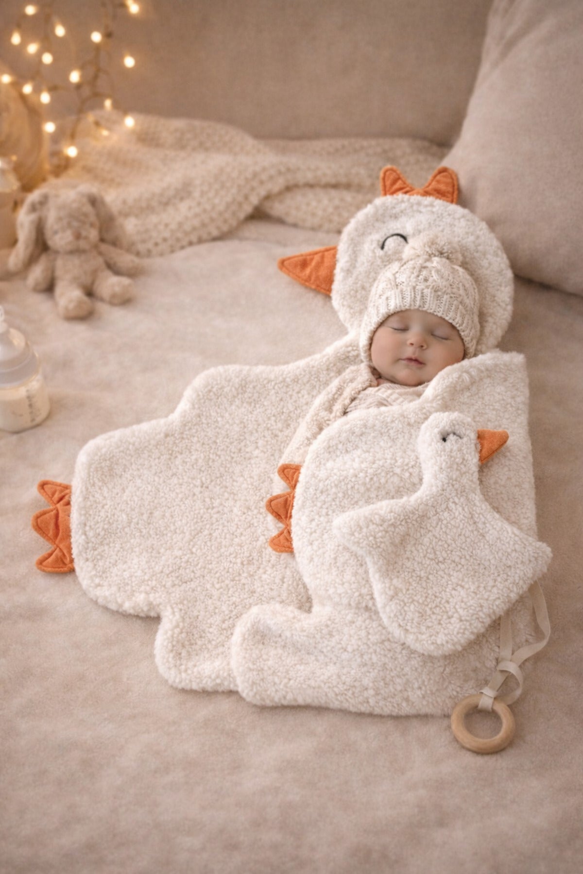Anne Yumuşaklığında Wellsoft Peluş Bebek Battaniyesi – Kışlık Kuzu Kumaş Minik Kuş Örtü