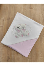 %100 Pamuklu & Mevsimlik Kız Bebek Battaniyesi - Pembe & Ayıcık Nakışlı Bebek Örtüsü 80x90 Cm