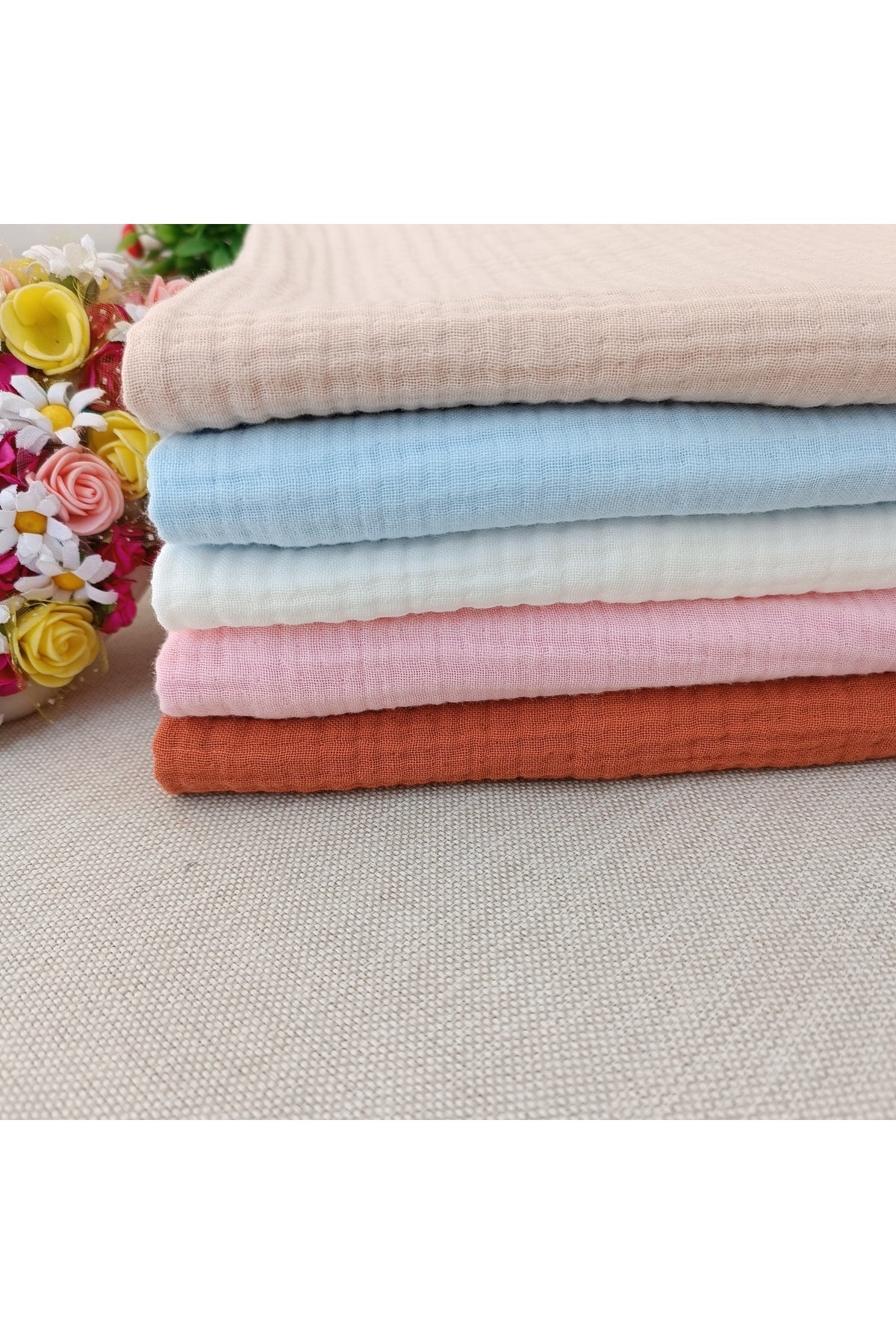 4 Kat Müslin Bebek Battaniyesi 80x90cm Çok Amaçlı Örtü Battaniye Havlu Yenidoğan Hediyelik