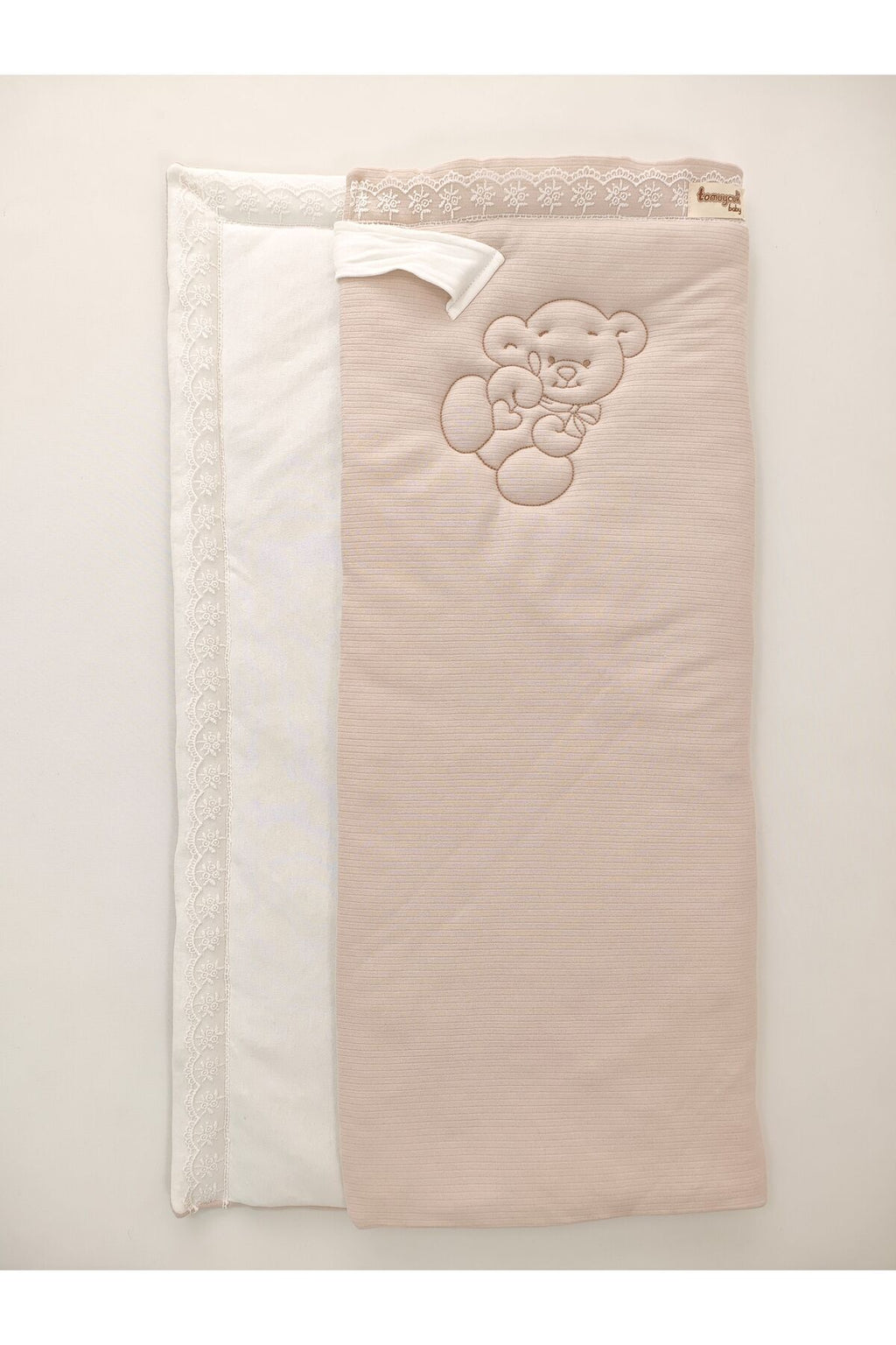 Ayıcık Nakışlı %100 Pamuklu 85x85cm Bebek Battaniyesi | Kız Erkek Mevsimlik Uyku Kundağı