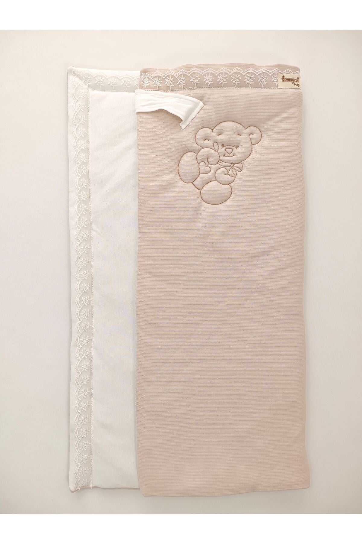 Ayıcık Nakışlı %100 Pamuklu 85x85cm Bebek Battaniyesi | Kız Erkek Mevsimlik Uyku Kundağı