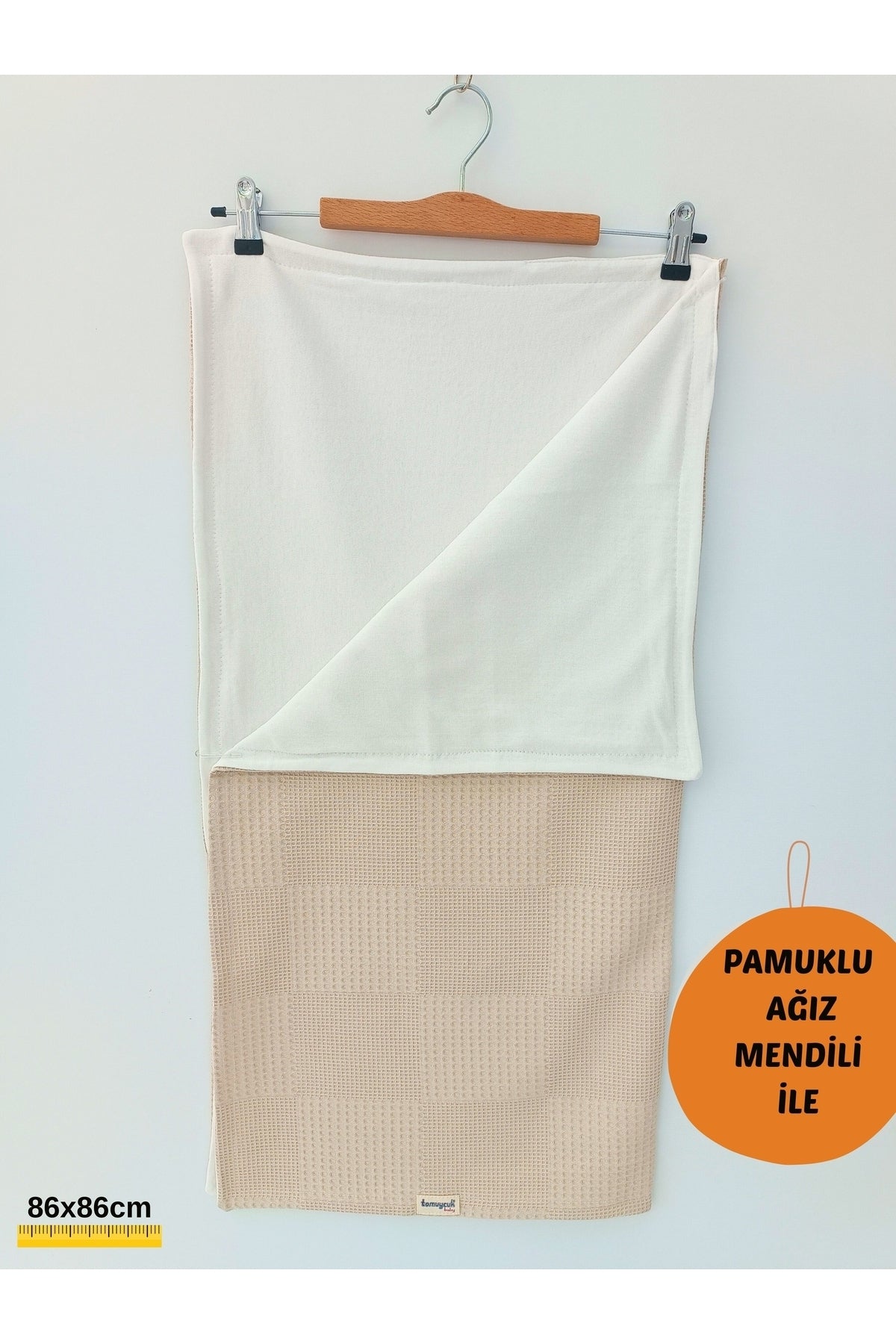 S.kahve Kız Erkek Bebek Battaniyesi Pike %100 Pamuklu Doğal Organik Uyku Çift Taraflı Örtü 86x86cm