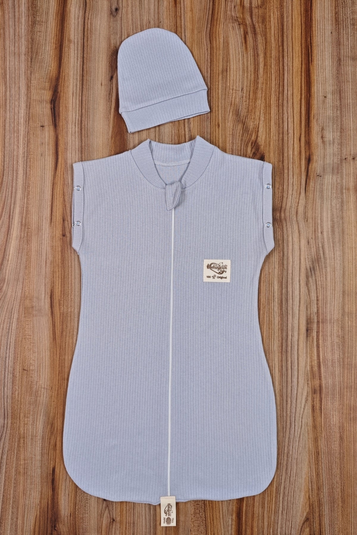 %100 Pamuklu Unisex Bebek Uyku Tulumu 0-6 Ay | Fermuarlı Şapkalı