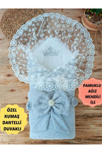 Gri Dantelli Kız Erkek Bebek Battaniyesi Kundağı Hediyelik Mevlütlük Hastane Çıkışı Yenidoğan