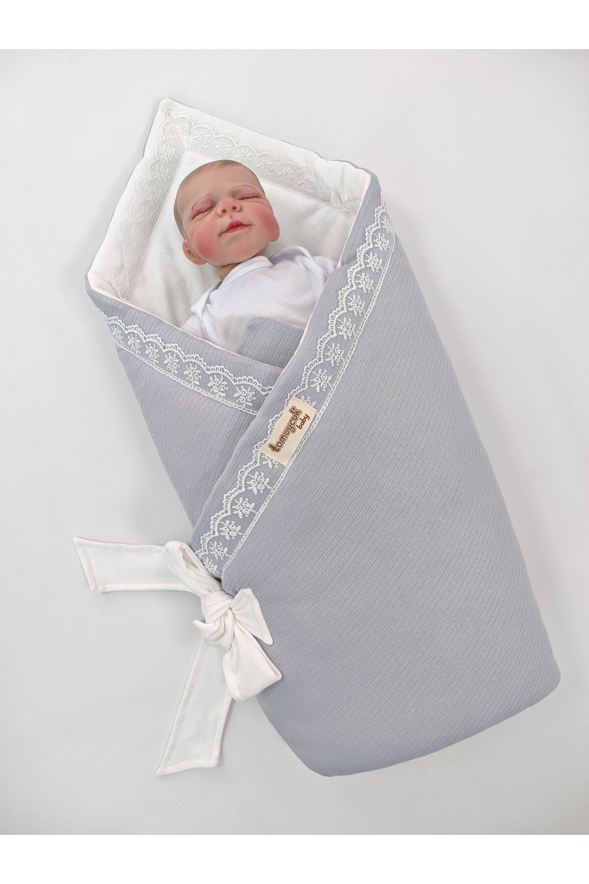 Dantelli Bebek Kundak Battaniye %100 Pamuklu 85x85 cm – Yumuşak & Rahat / Hediyelik