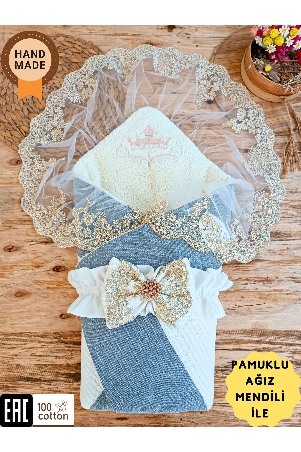 Triko Örgü Kışlık Bebek Kundağı & Bebek Battaniyesi - Pamuklu Yenidoğan Hastane Çıkışı & Hediyelik