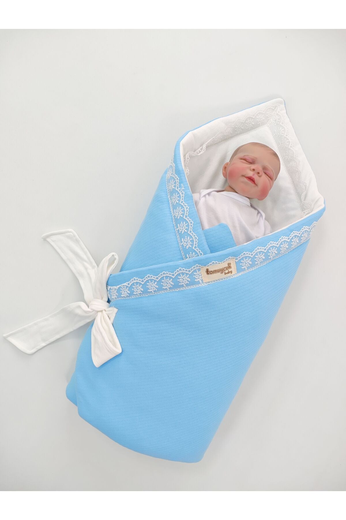 Dantelli Bebek Kundak Battaniye %100 Pamuklu 85x85 cm – Yumuşak & Rahat / Hediyelik
