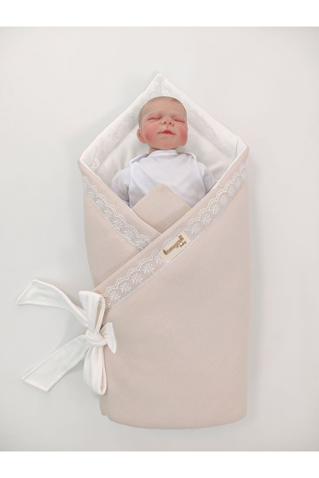 Dantelli Bebek Kundak Battaniye %100 Pamuklu 85x85 cm – Yumuşak & Rahat / Hediyelik
