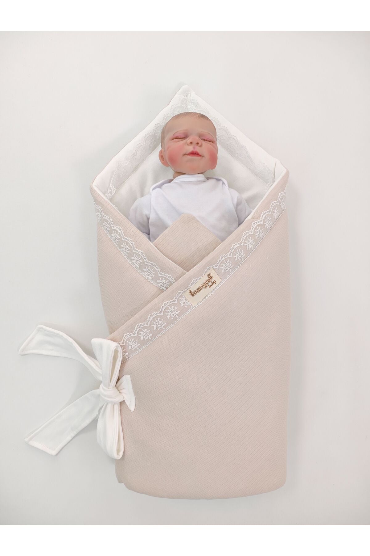 Dantelli Bebek Kundak Battaniye %100 Pamuklu 85x85 cm – Yumuşak & Rahat / Hediyelik
