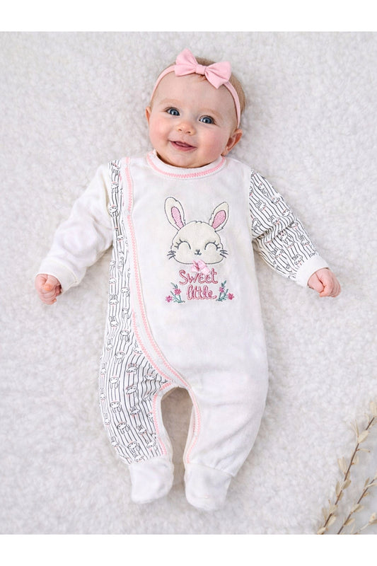 Pamuklu Tavşanlı Kız Bebek Tulumu