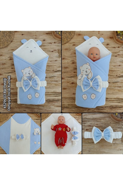 Bal Peteği Olimp Bebek Kundağı Unisex Bebek Dış Kundak Battaniyesi Hastane Çıkışı Kundak Battaniye