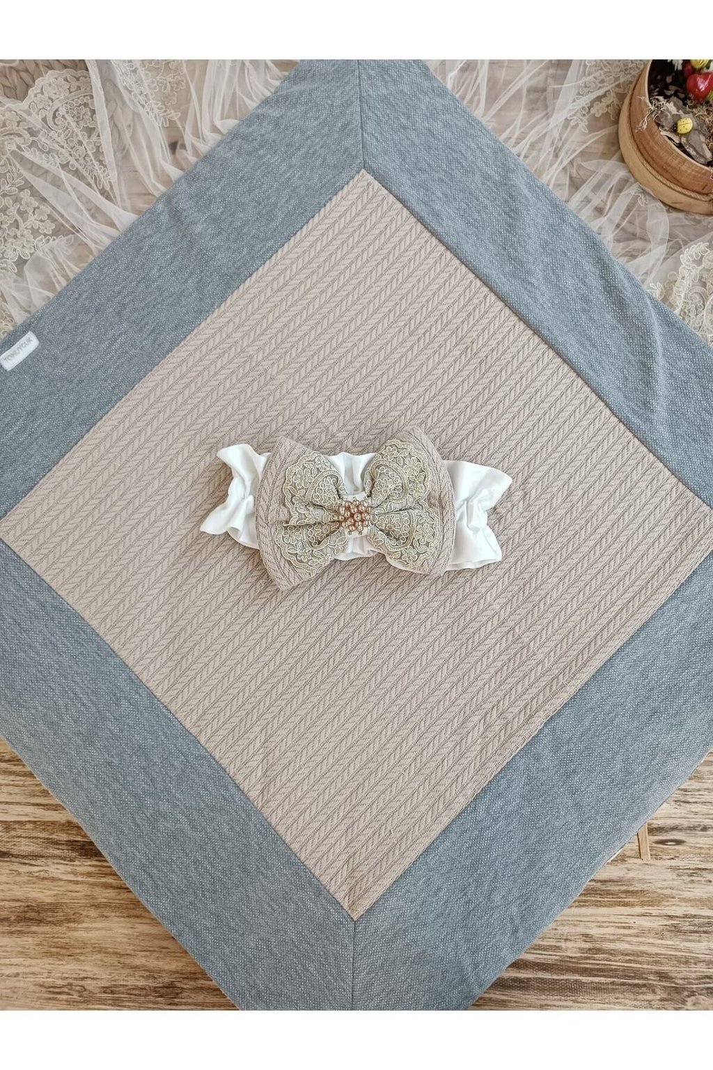 Bebek Battaniyesi Dış Kundak Triko Dantelli Bebek Kundağı Unisex Hastane Çıkışı Mevlütlük Hediyelik