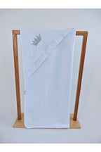 Ekru %100 Pamuklu Bebek Battaniyesi Nakışlı Kız / Erkek Puset Örtüsü Hediyelik Yenidoğan 85x85cm