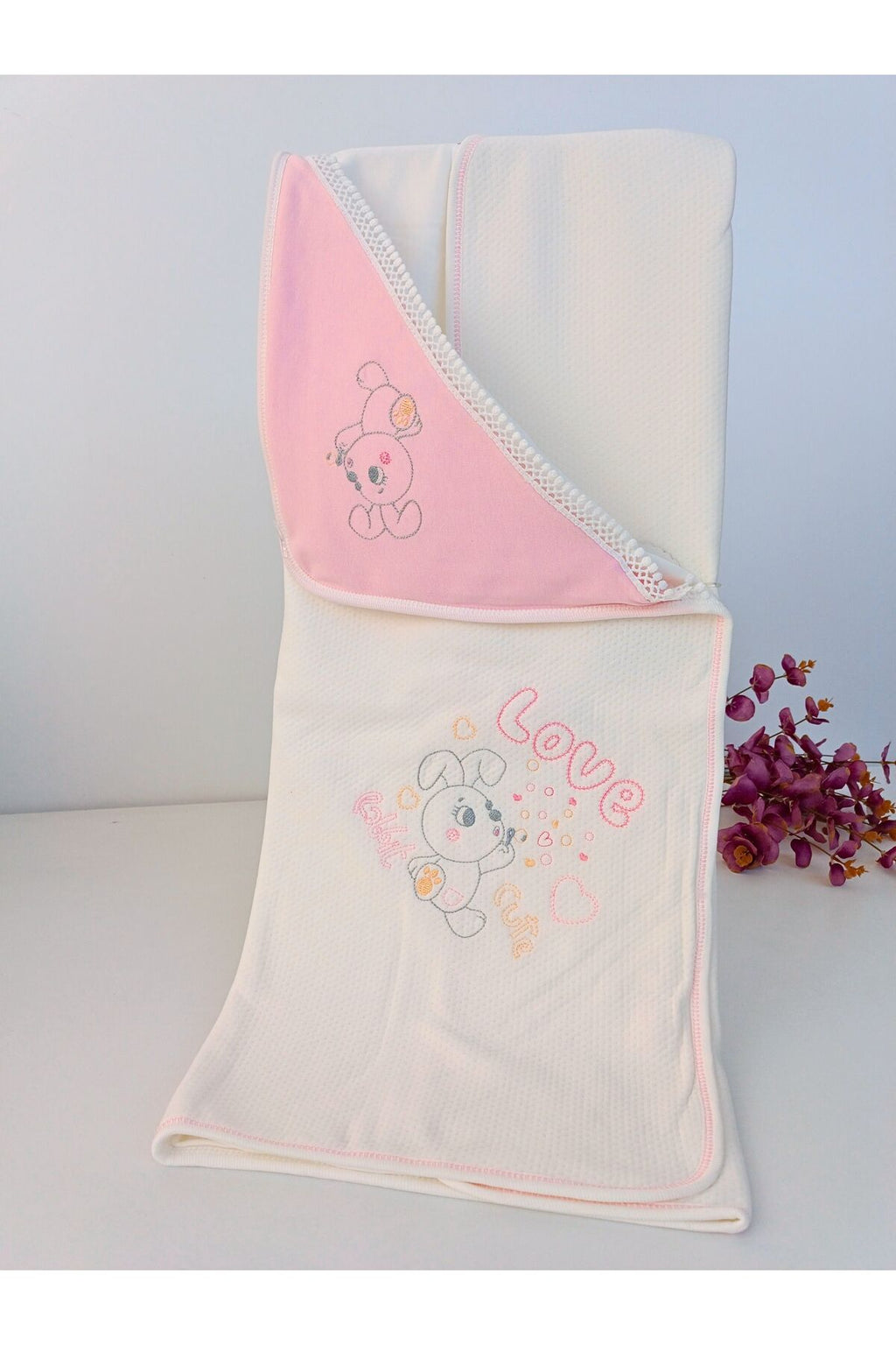 Kız Bebek Battaniye Pembe Başlıklı Soft Love Rabbit Mevsimlik Hediyelik