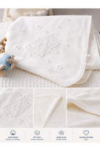 Uçaklı Penye Kız / Erkek Bebek Unisex Battaniye Ekru