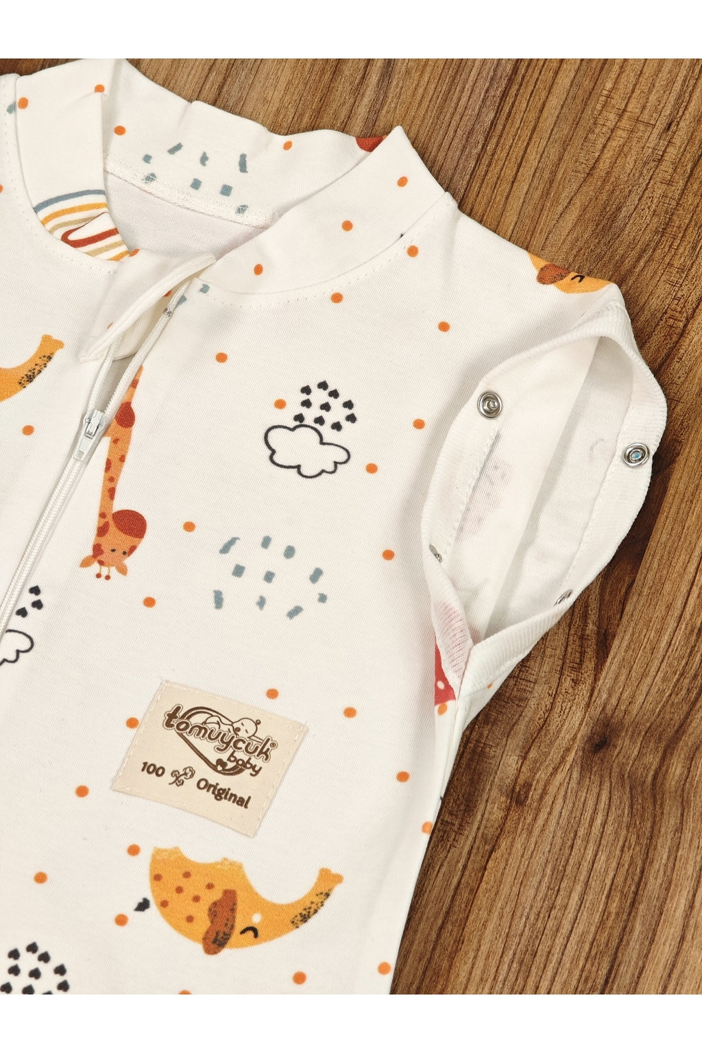 %100 Pamuklu Unisex Bebek Uyku Tulumu Kundak 0-6 Ay Fermuarlı Çıtçıt Kol Mevsimlik Şapkalı Yenidoğan