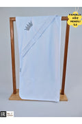 Ekru %100 Pamuklu Bebek Battaniyesi Nakışlı Kız / Erkek Puset Örtüsü Hediyelik Yenidoğan 85x85cm