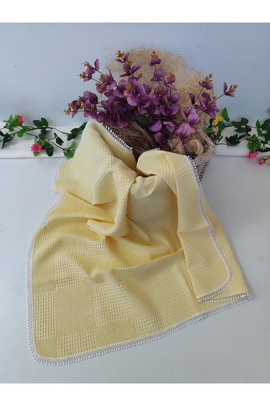 Sarı Pike Bebek Battaniyesi Doğal Organik Yaşam Örtüsü Çok Amaçlı Mevsimlik Yenidoğan 80x90 Cm