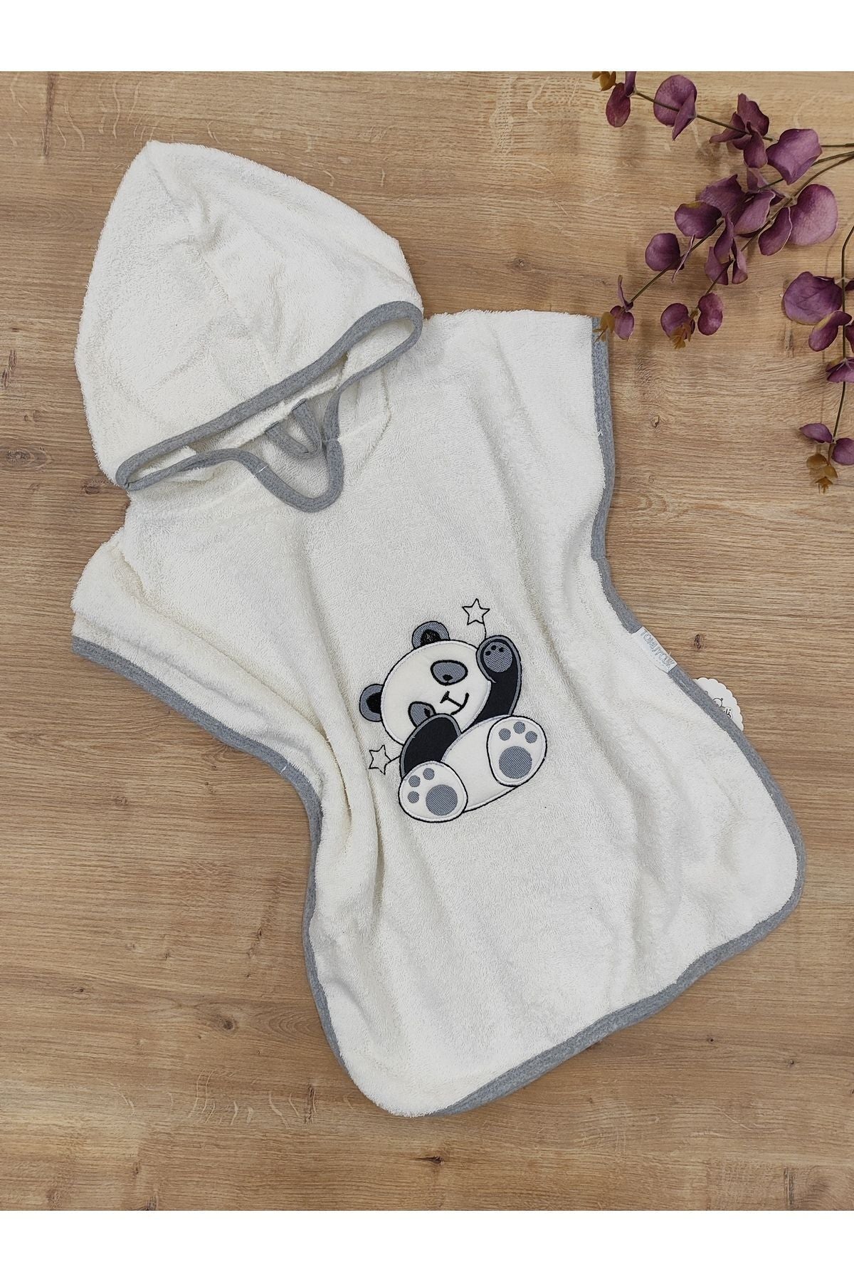 Nakışlı Başlıklı Bebek Banyo Havlusu  Unisex – %100 Pamuklu