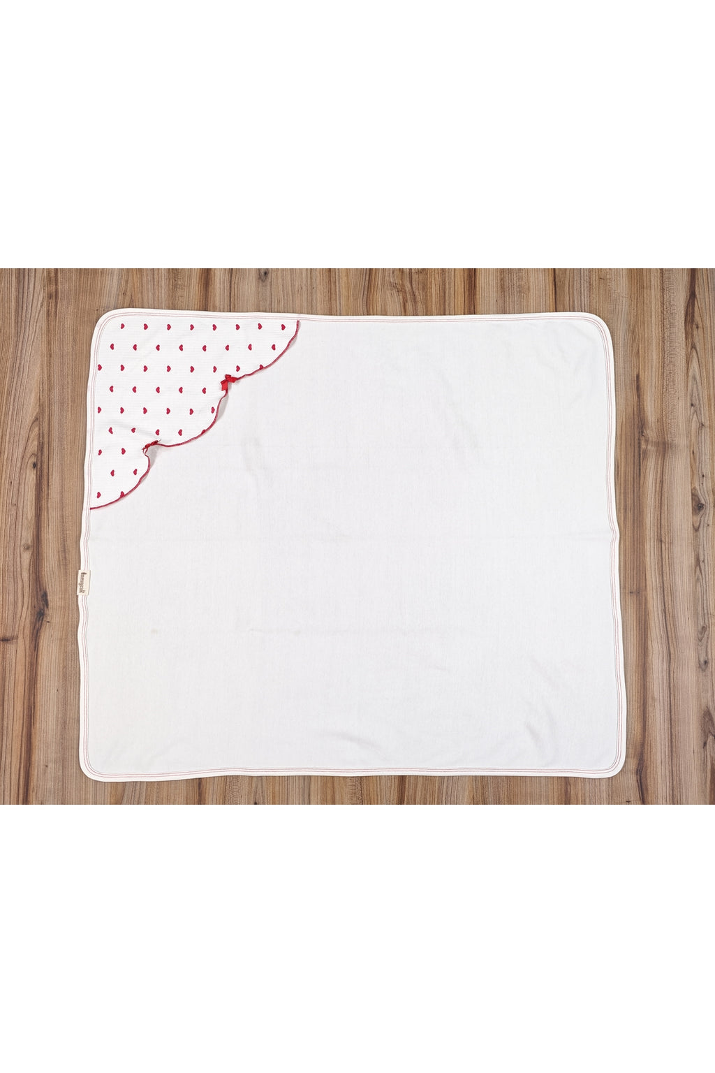 %100 Pamuklu Kalp Desenli Başlıklı Kız Bebek Battaniyesi Tek Katlı Mevsimlik Yenidoğan 90x90cm