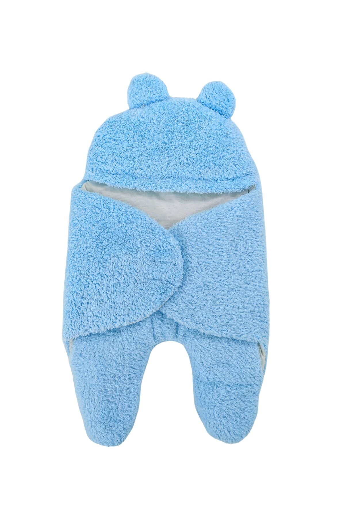 0-6 Ay İçi Elyaflı Kulaklı Peluş Bebek Kundağı Welsoft Kumaş Yenidoğan Uyku Tulumu