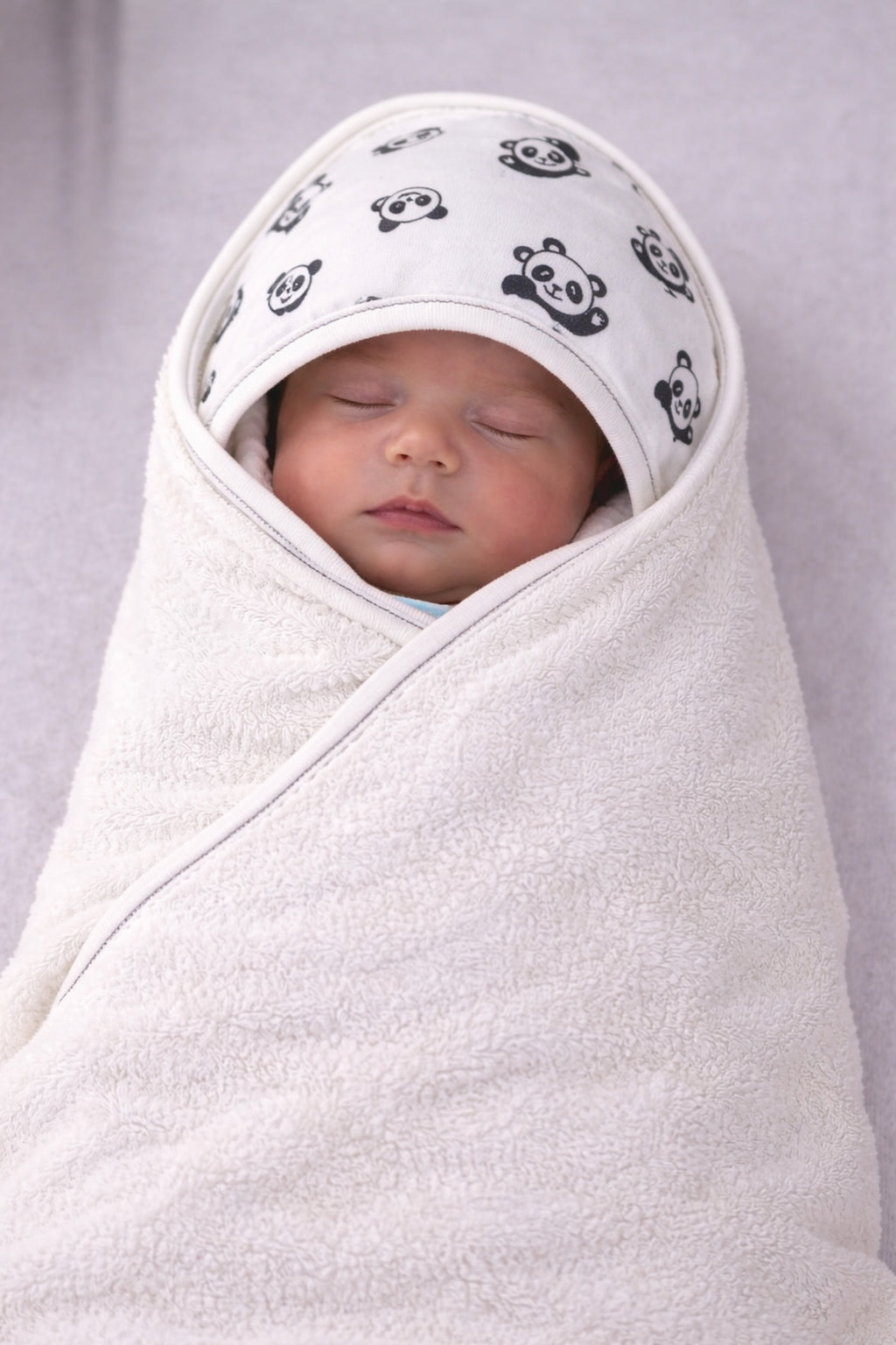 Panda Desenli Başlıklı Bebek Havlusu %100 Pamuk Yenidoğan & 0-2 Yaş Kapüşonlu Bebek Banyo Havlusu