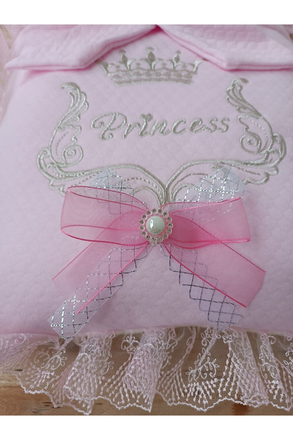 Yenidoğan Pembe Dantelli 3'lü Bebek Alt Açma Minderi - Kundaklı Yastıklı Bebek Yatağı - My Princess
