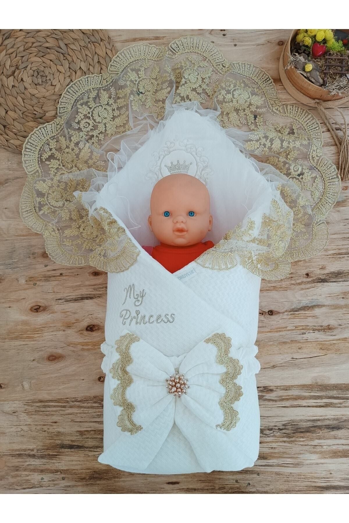 My Princess Ekru Kız Bebek Kundağı Kız Bebek Dış Kundak Battaniyesi Hastane Çıkışı Kundak
