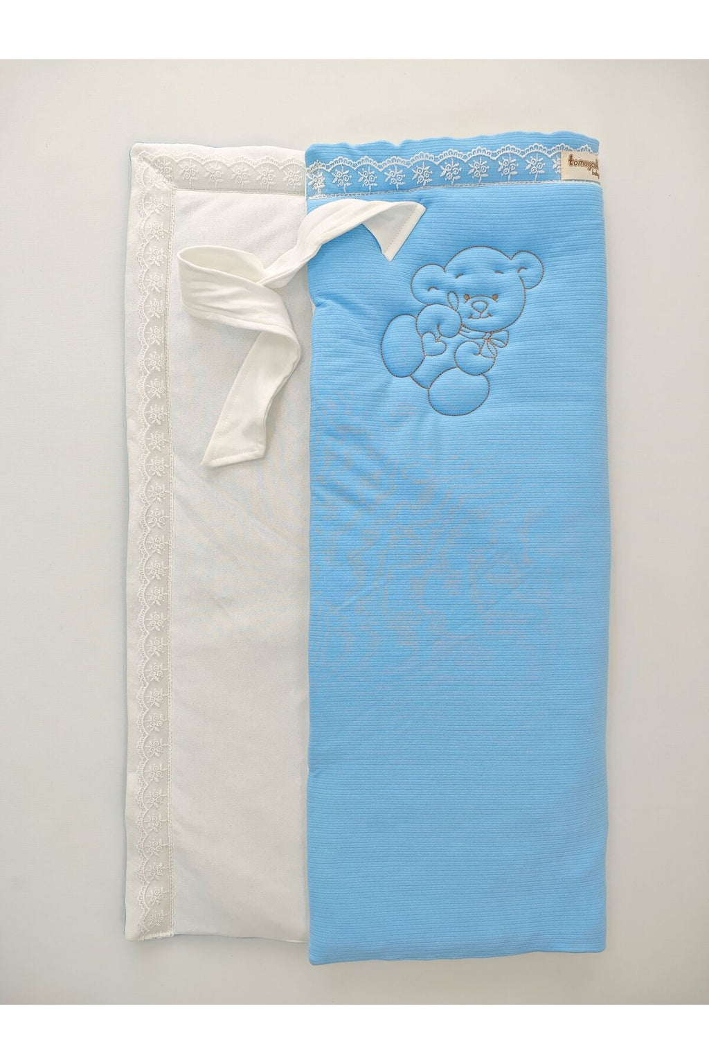 Ayıcık Nakışlı %100 Pamuklu 85x85cm Bebek Battaniyesi | Kız Erkek Mevsimlik Uyku Kundağı