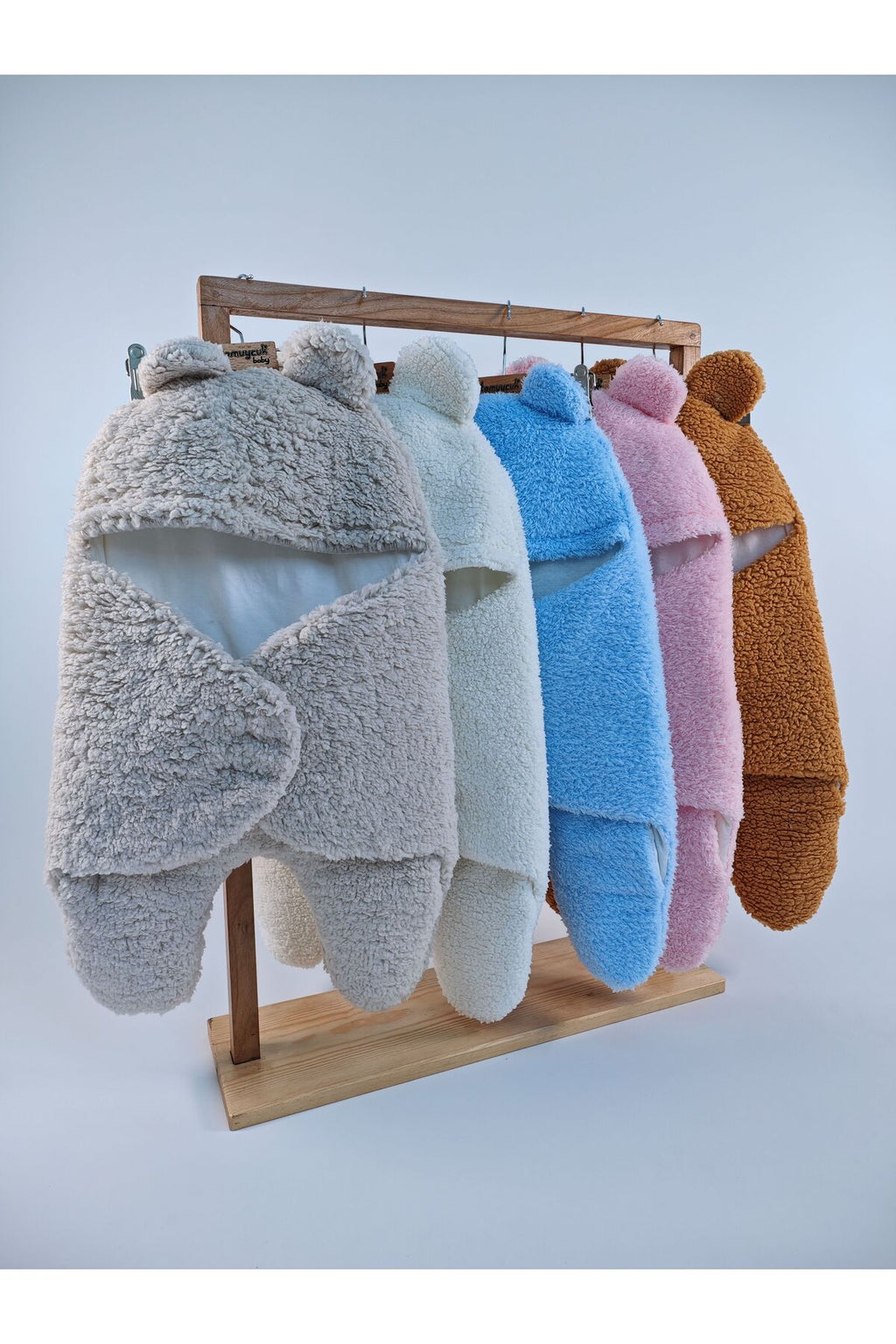 0-6 Ay İçi Elyaflı Kulaklı Peluş Bebek Kundağı Welsoft Kumaş Yenidoğan Uyku Tulumu
