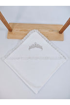 Ekru %100 Pamuklu Kız Bebek Battaniyesi Nakışlı Dantelli Puset Örtüsü Hediyelik Yenidoğan 90x90cm