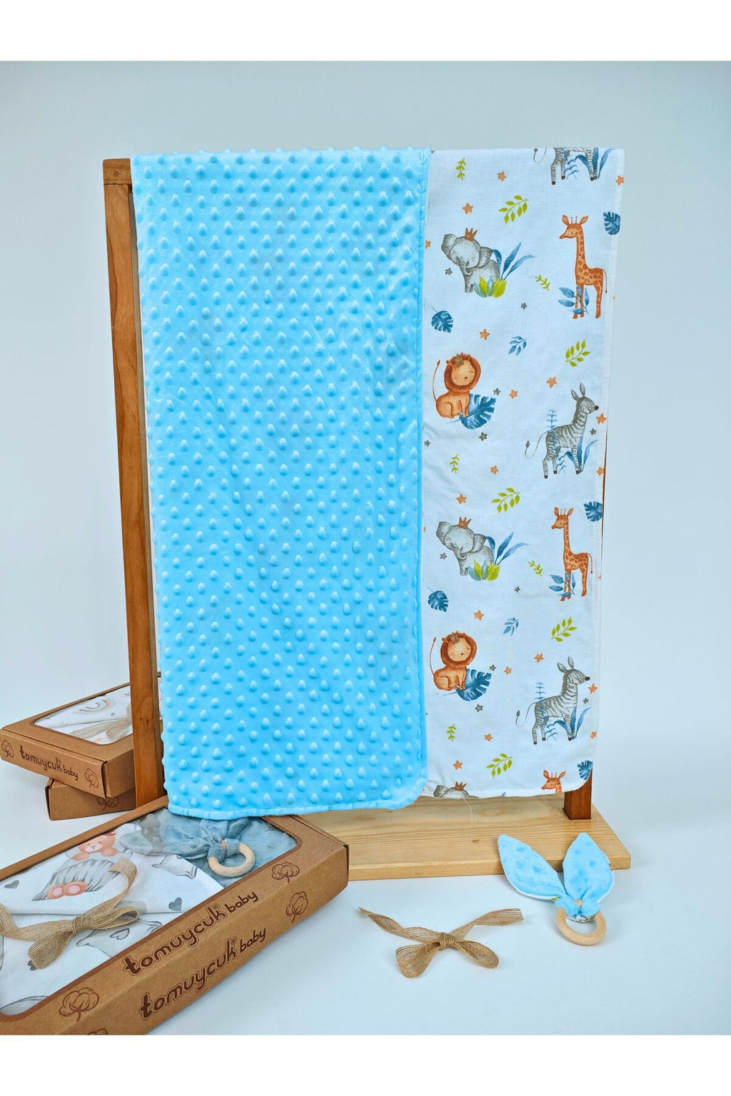 Nohut Desenli %100 Pamuklu Çift Katlı Bebek Battaniyesi – 85x85 cm Kız/Erkek Kundak & Mevsimlik Örtü