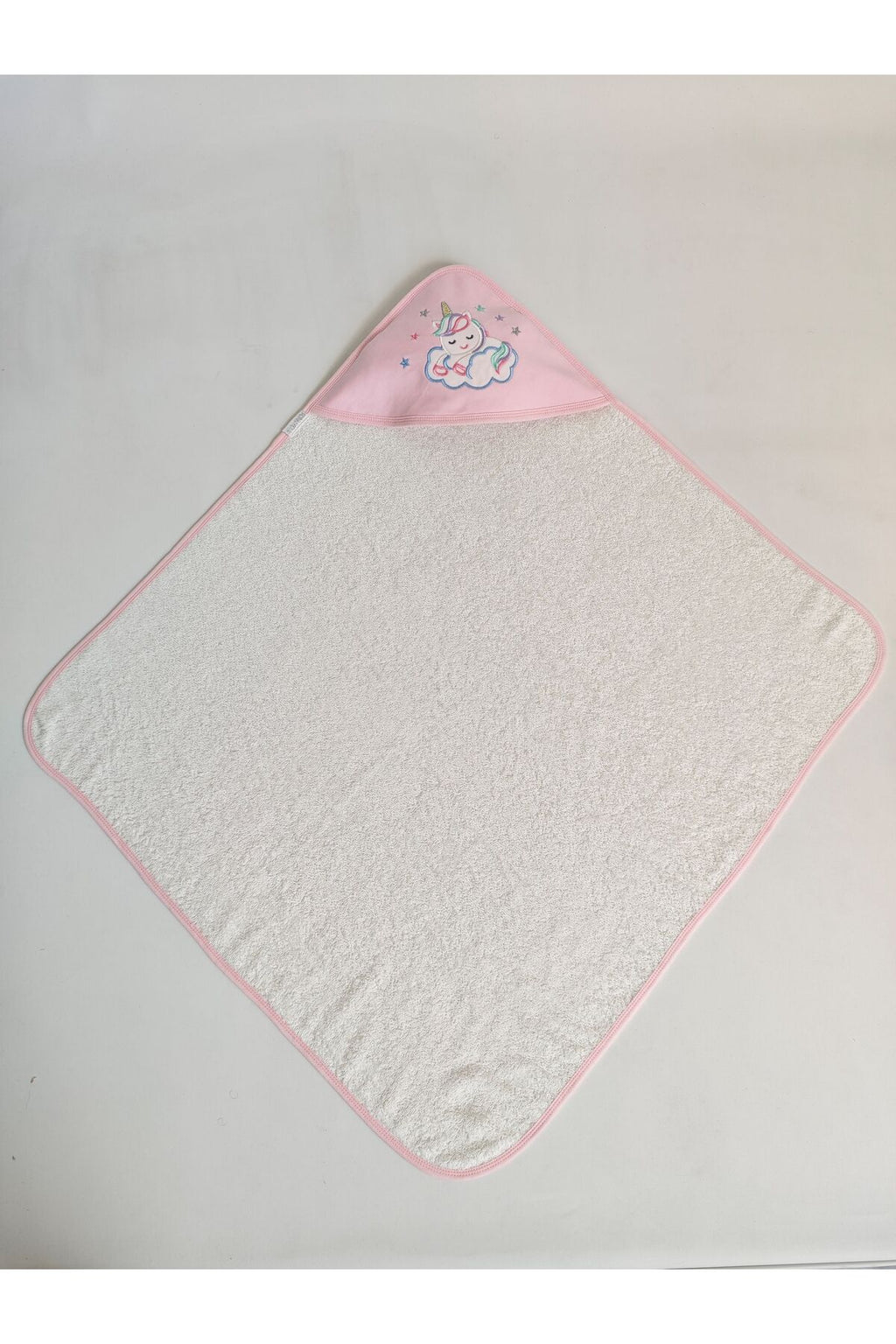 %100 Pamuklu Başlıklı & Unicorn Nakışlı Kız Bebek Banyo Havlusu- Yumuşak & Su Emici Havlu