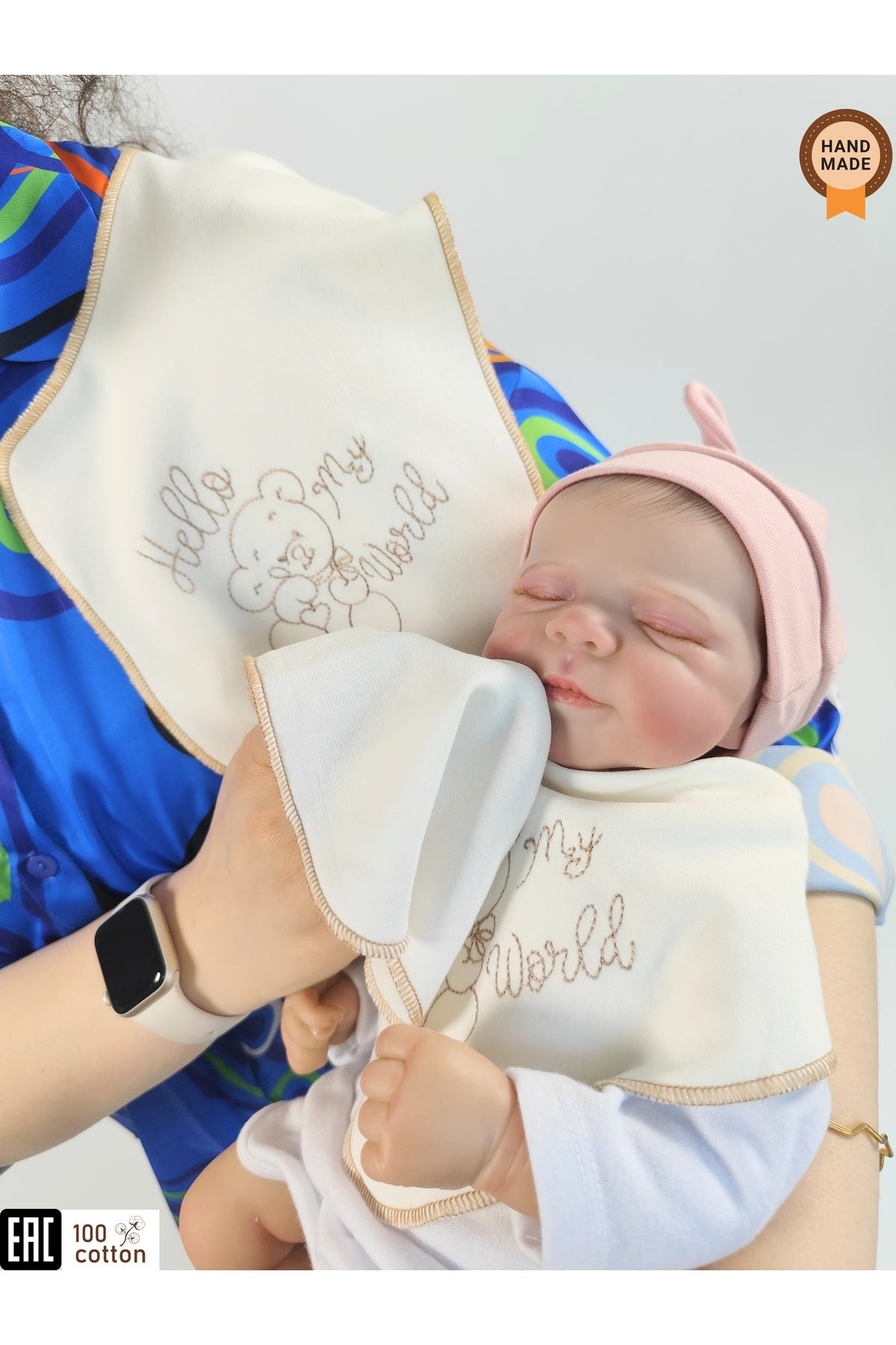 3'lü Anne Bebek Omuz Bezi Seti %100 Pamuklu Ter Mendili ve Mama Önlüğü
