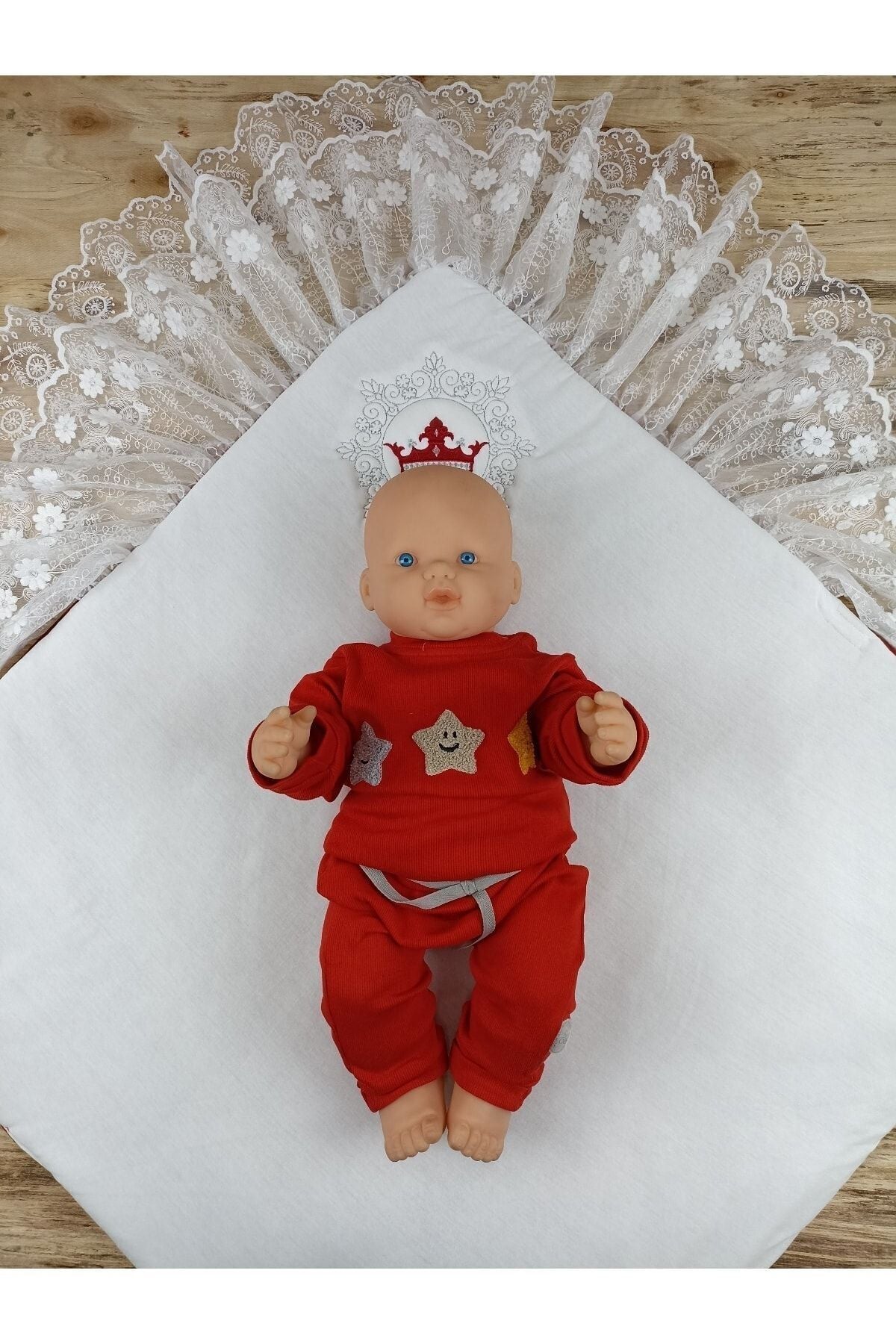 Dantelli Lüks Bebek Kundağı Unisex Bebek Dış Kundak Battaniyesi Hastane Çıkışı Mevlütlük Kundak