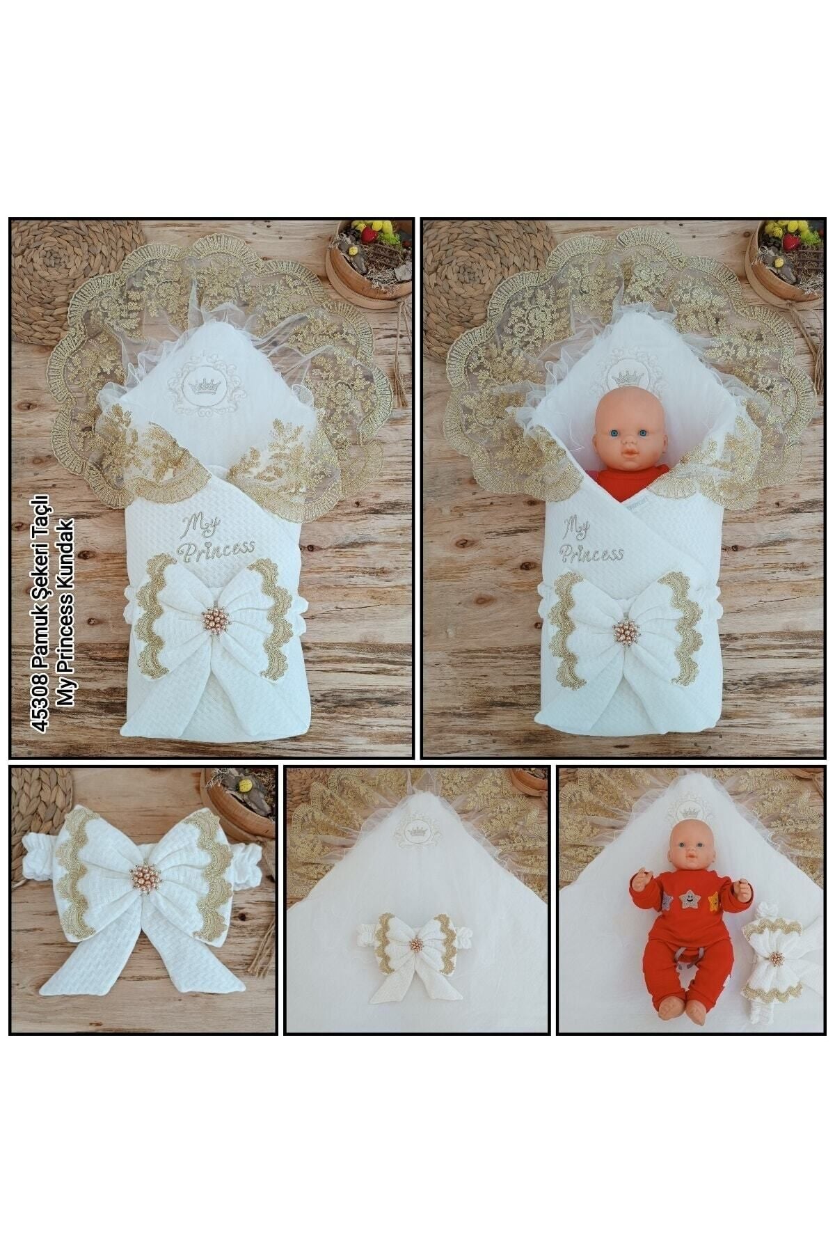 My Princess Ekru Kız Bebek Kundağı Kız Bebek Dış Kundak Battaniyesi Hastane Çıkışı Kundak