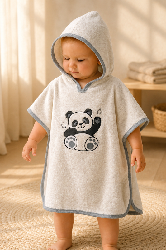 Nakışlı Başlıklı Bebek Banyo Havlusu  Unisex – %100 Pamuklu